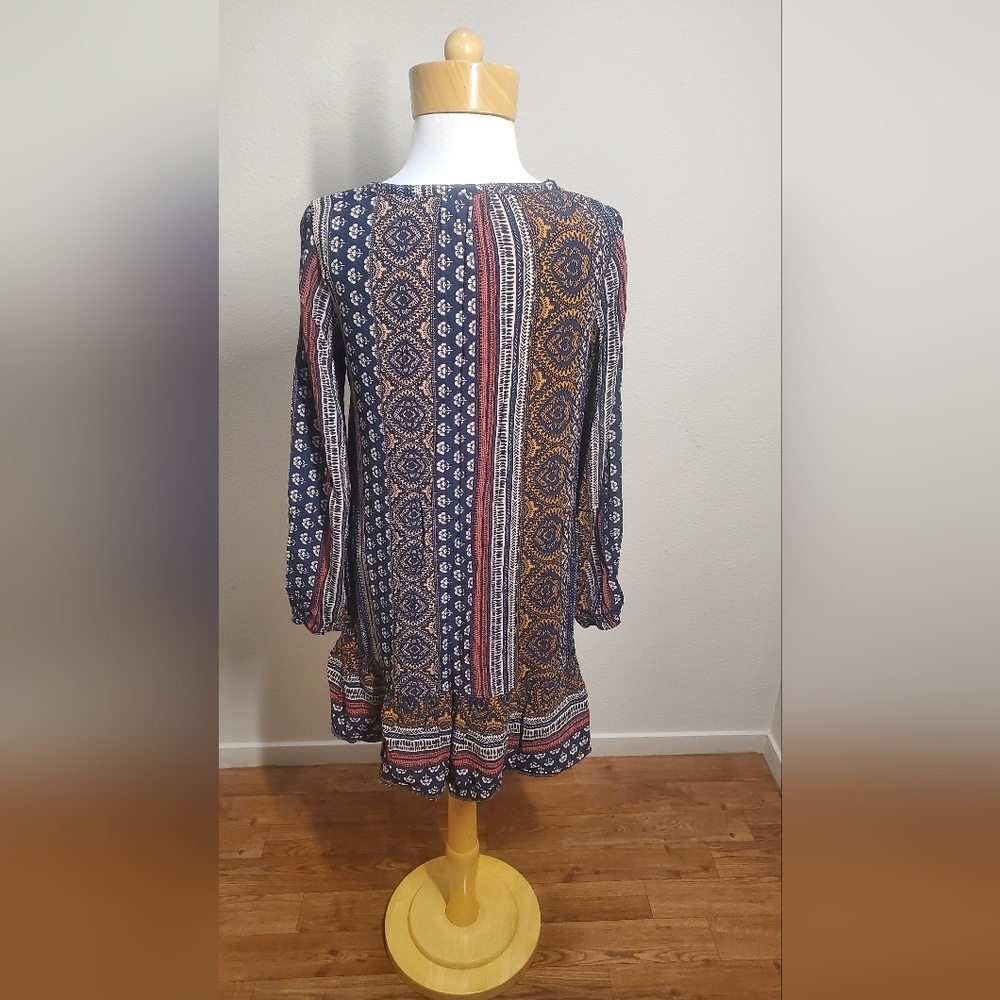 LOVESTITCH Lorelai Small Boho Hippie Loose Bohemian Long Sleeve Mini Dress - Picture 3 of 4